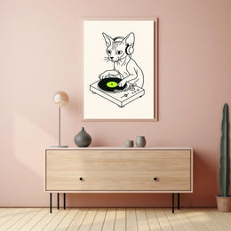Dj Cat On The Decks Poster