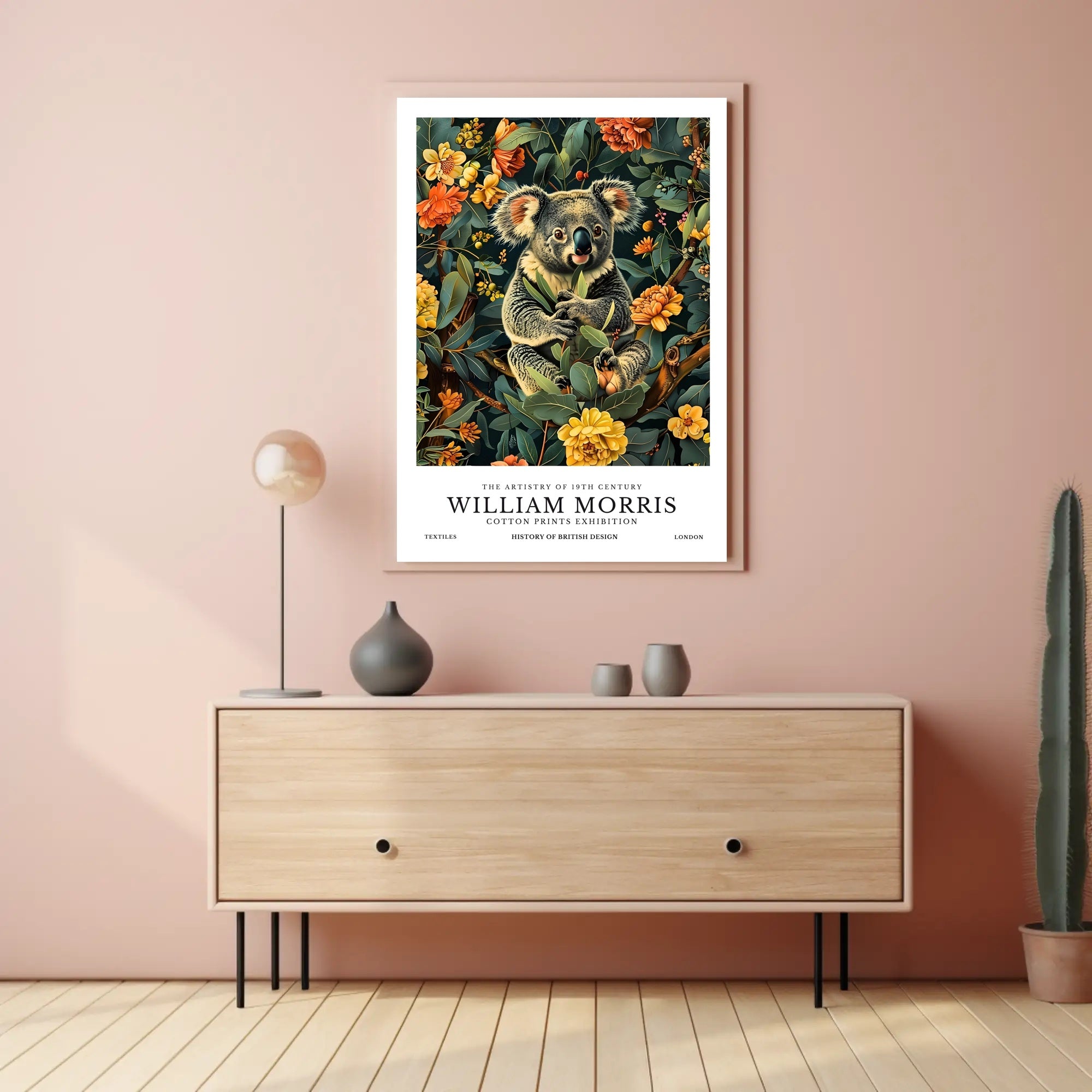 Whimsical Koala Art Poster with Nature-Inspired Design