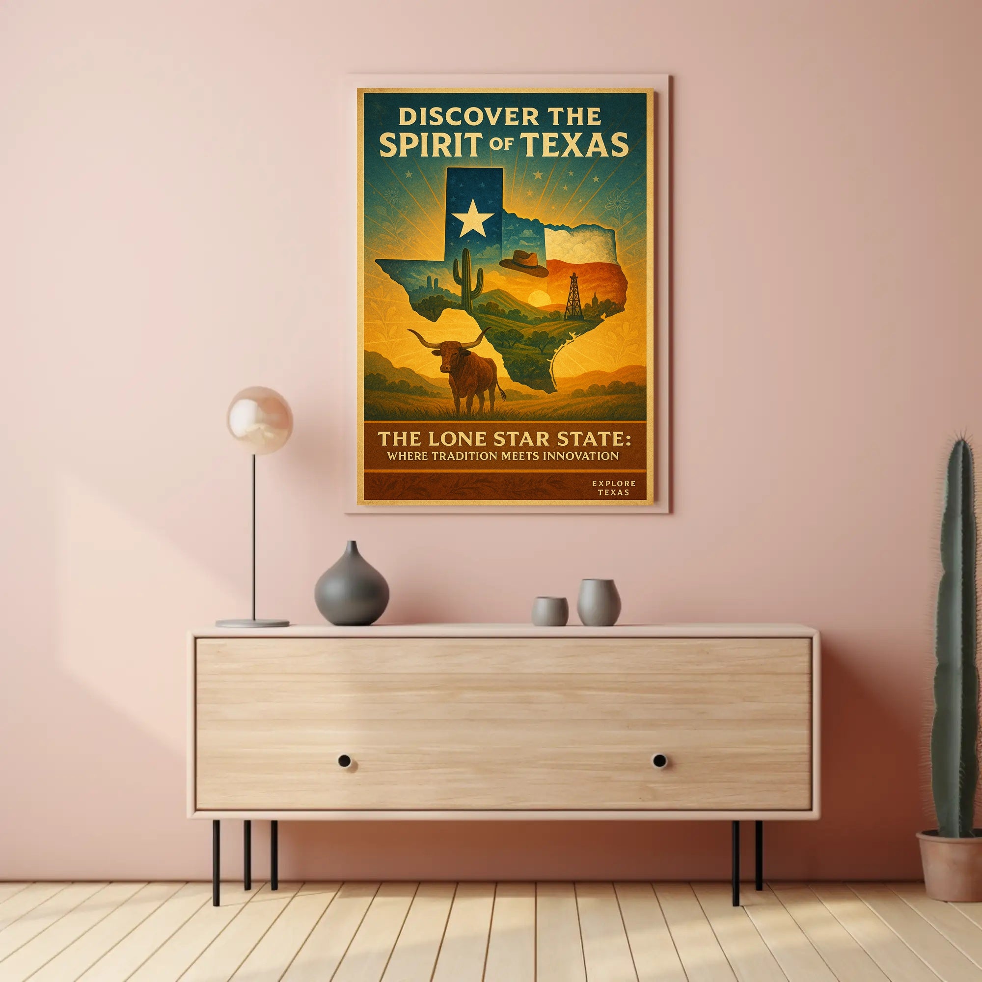 Texas Vintage Travel Poster Wall Art Print