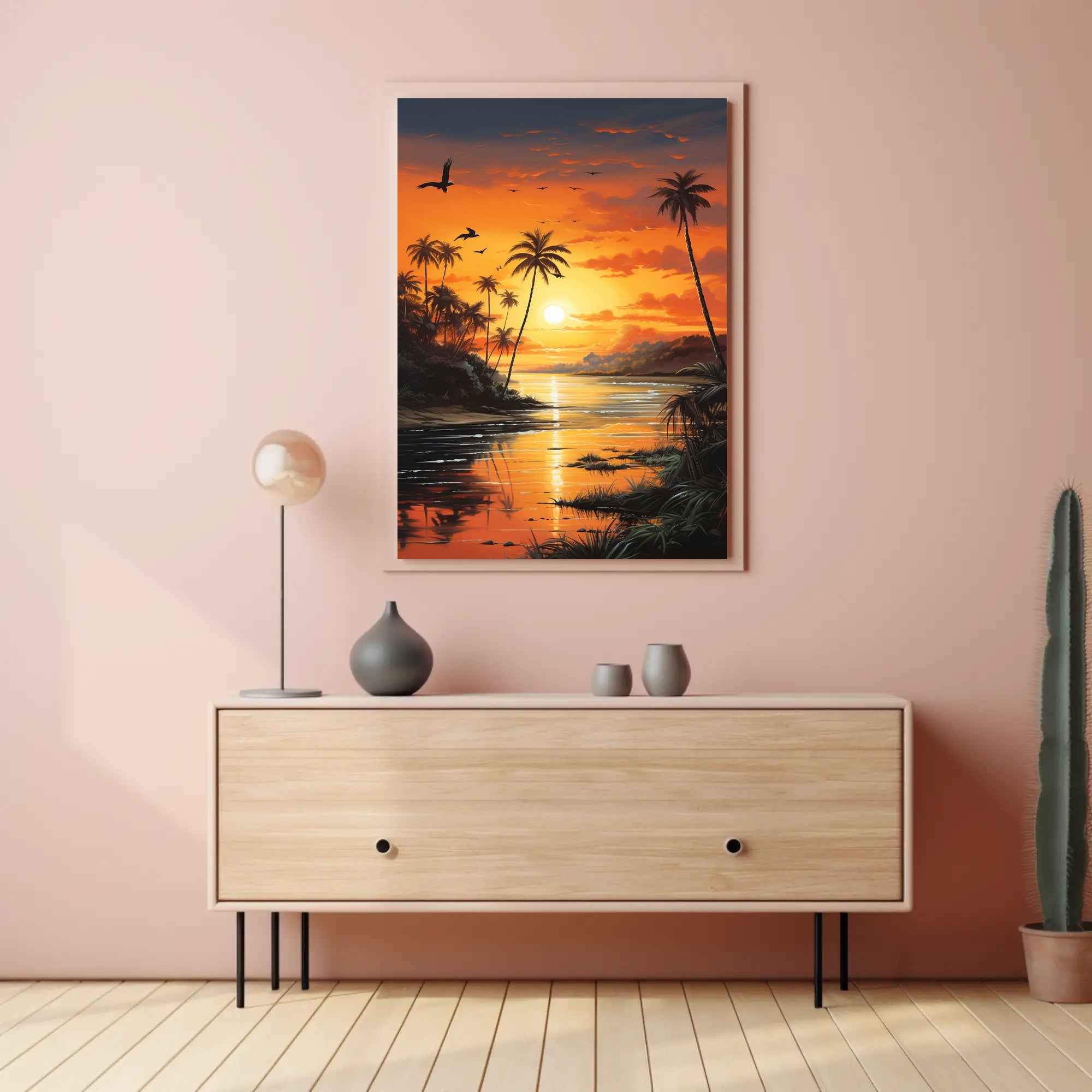 Tropical Sunset Dreamscape: Vibrant Coastal Travel Poster