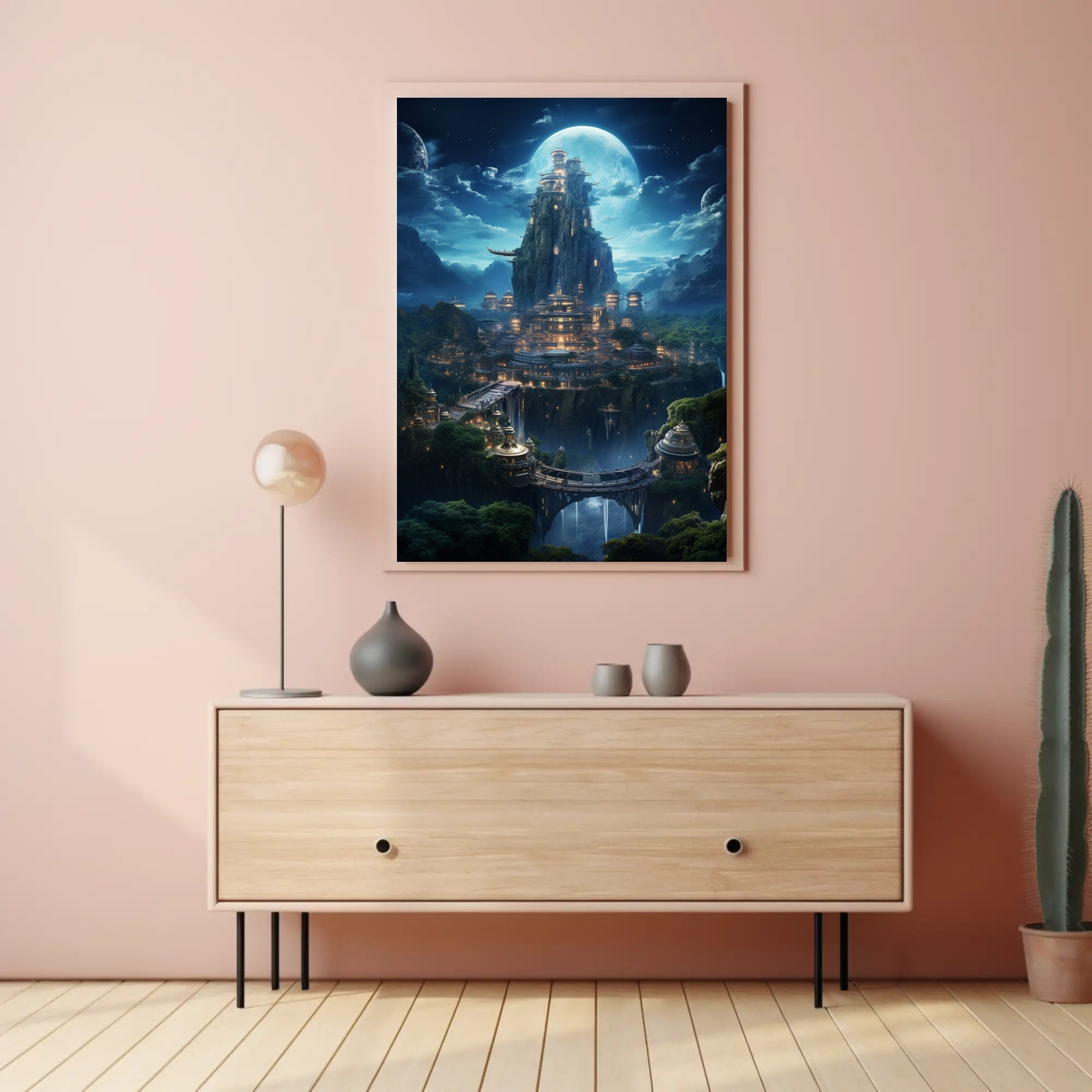 Enchanted Moonlit City Poster