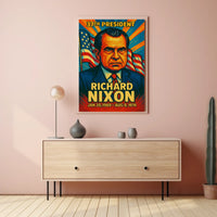 Richard Nixon 37th President of the United States Colorful Comic Book Style Poster