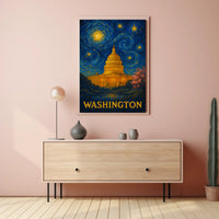 Washington Starry Night Capitol Poster