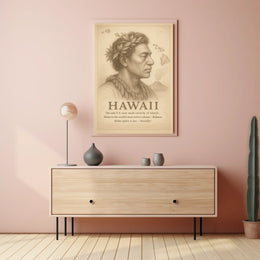 The poster centers around Hawaii, emphasizing its unique status as the only U.S. Travel Poster
