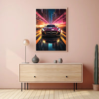 Sleek Sports Car Urban Escape Futuristic Sci-Fi Poster