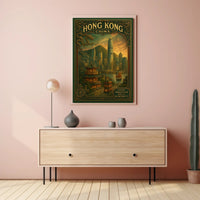 Hong Kong Tradition Meets Modern Cityscape Travel Poster