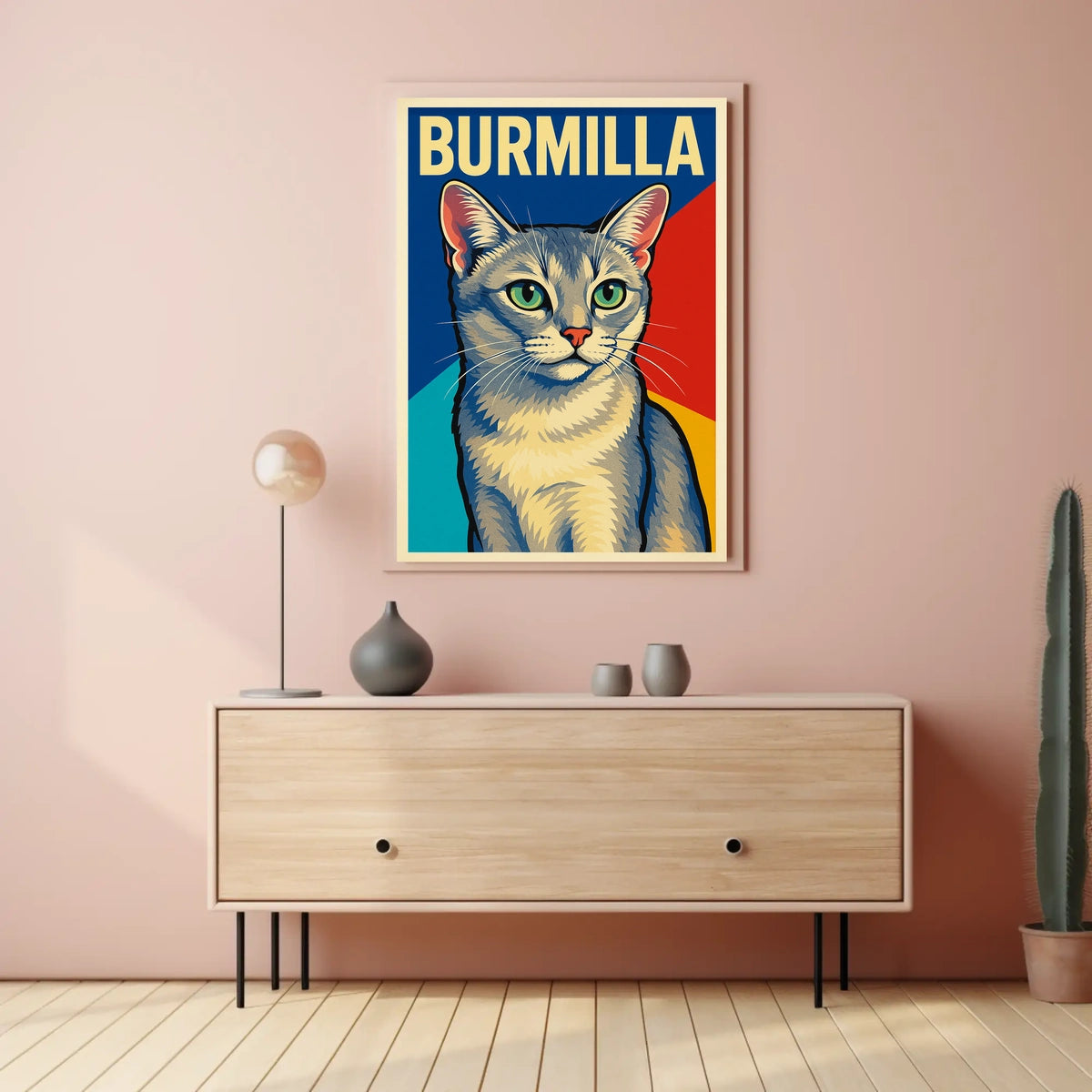 Burmilla Cat Portrait Poster