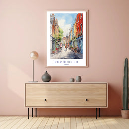Portobello Street Scene Watercolor Urban or Cityscape Poster PosterGoat