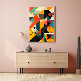 Dynamic Geometric Shapes in Vibrant Colors Abstract or Artistic Poster