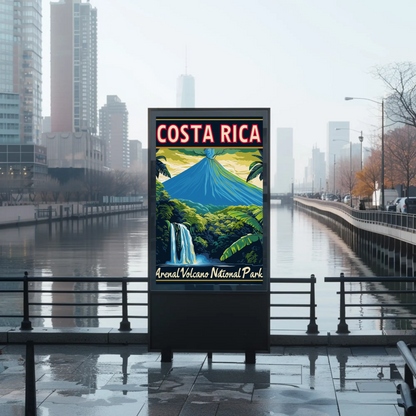 Costa Rica Arenal Volcano National Park Vintage Style Poster
