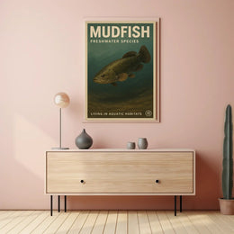 Mudfish Freshwater Illustration Vintage Educational Animal Poster PosterGoat