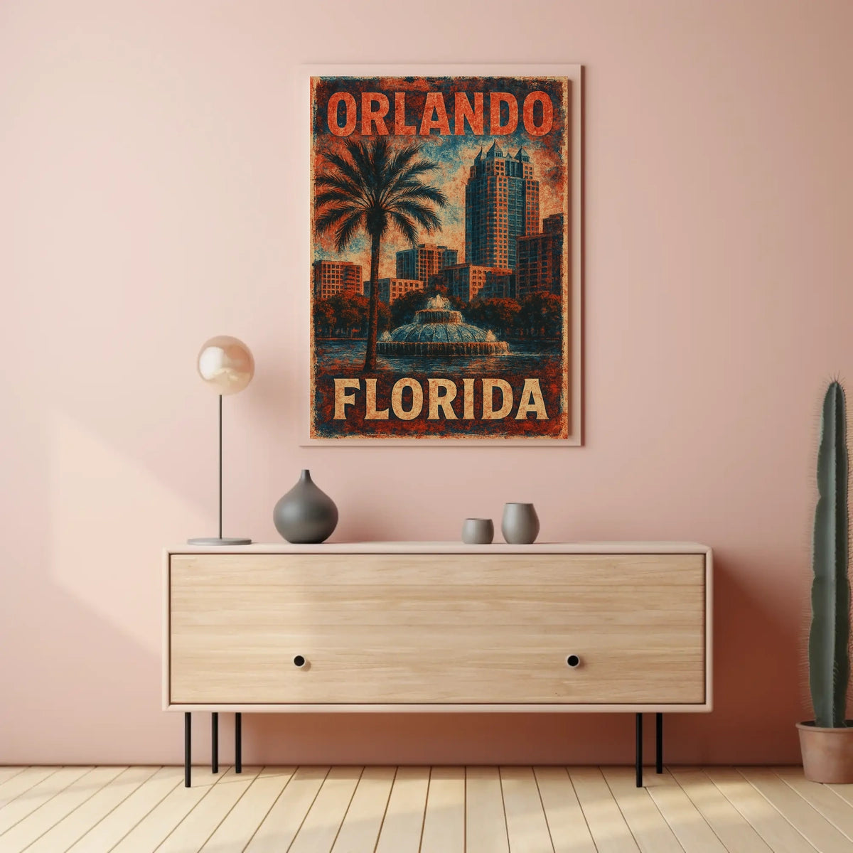 Orlando Florida Scenic Travel Wanderlust Vintage Poster