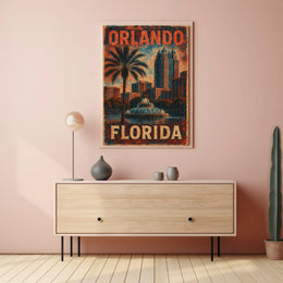 Orlando Florida Scenic Travel Wanderlust Vintage Poster