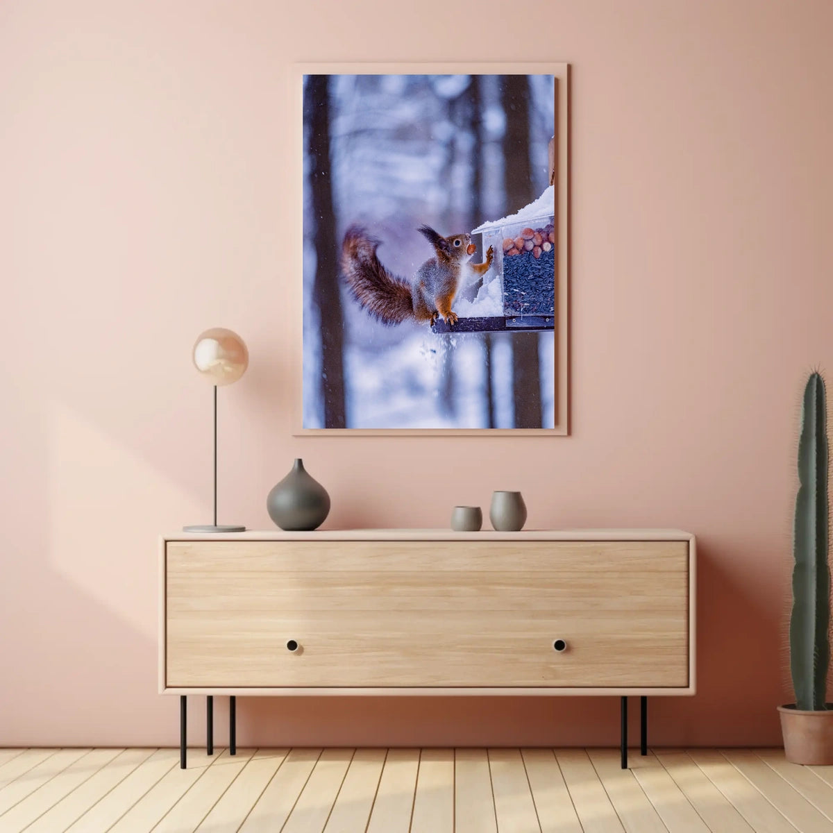 Winter Squirrel Feast Poster