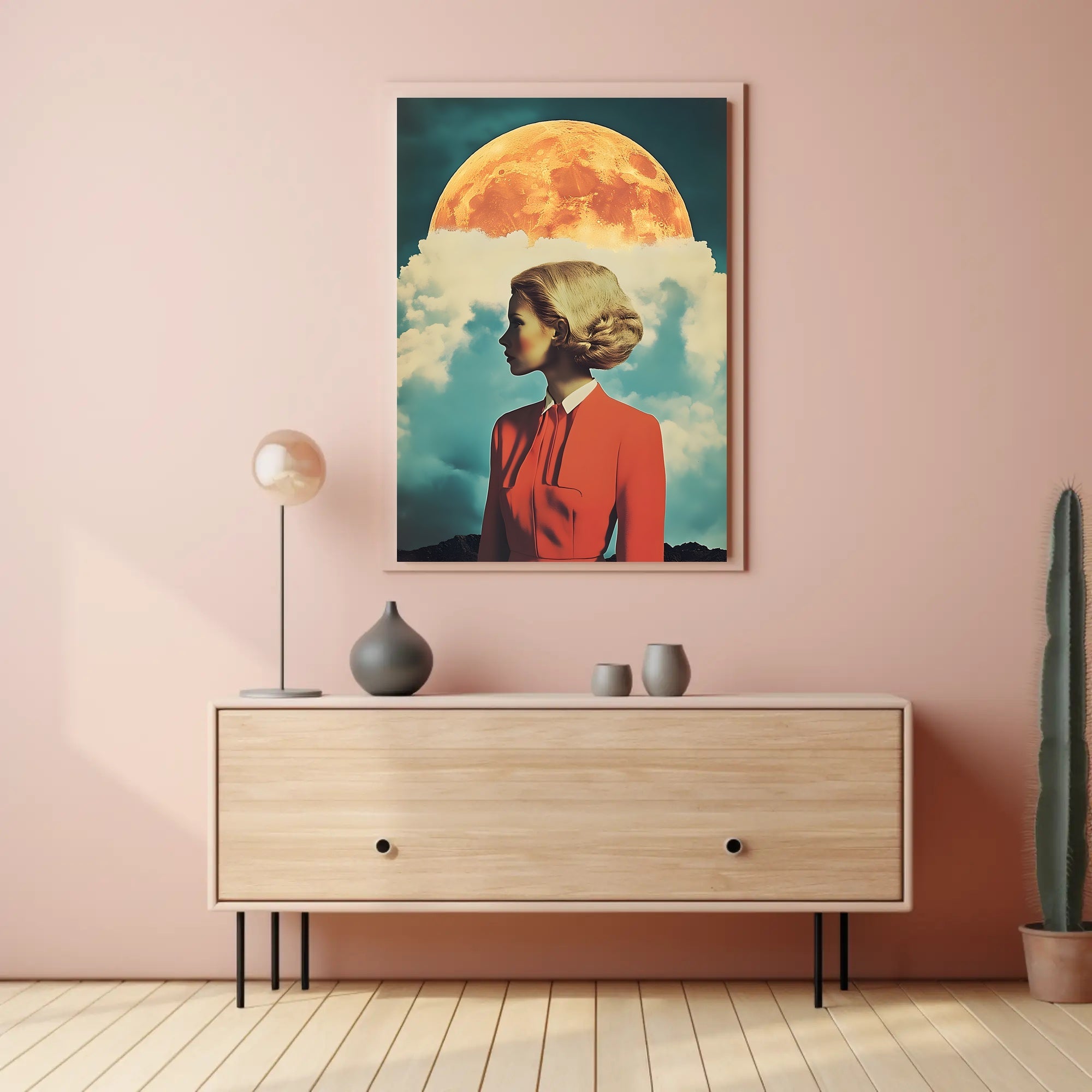 Lunar Portrait Poster Surreal Moon Wall Art Print