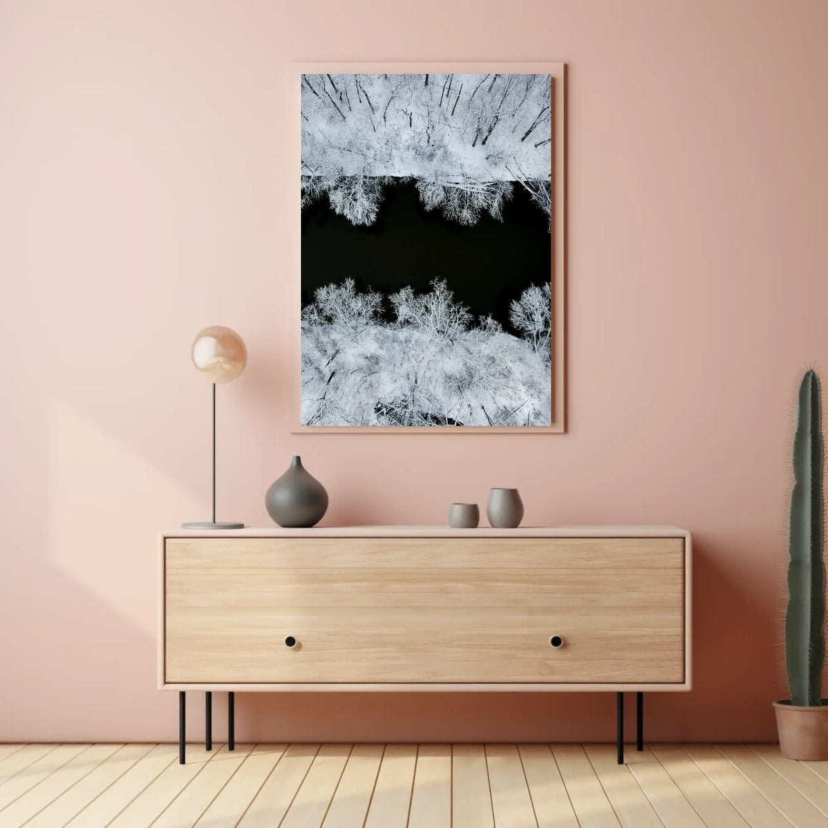 Winter Serenity Aerial View Minimalistic Artistic Poster