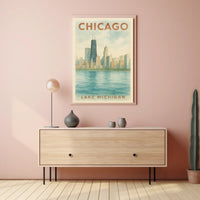 Chicago Skyline Lake Michigan Poster