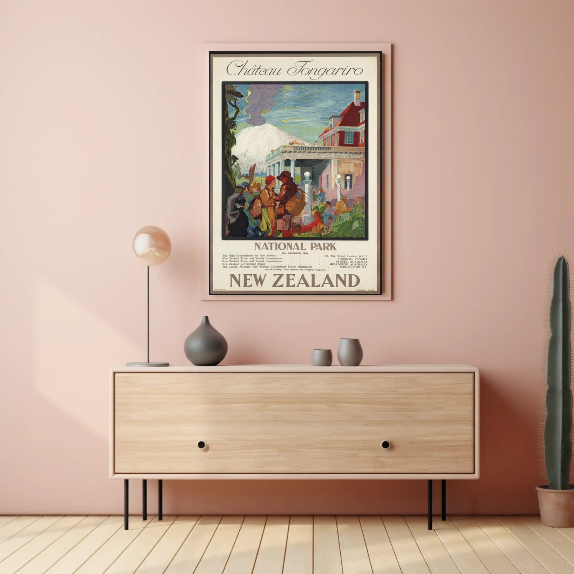 Chateau Tongariro Travel Poster Vintage New Zealand