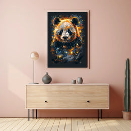 Vivid Abstract Cosmic Panda Animal Poster