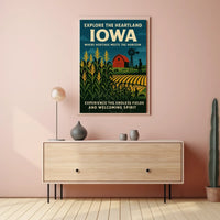Idyllic Iowa Fields Vintage Travel Poster