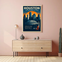Houston Travel Poster Vintage Wall Art Print