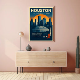 Houston Travel Poster Vintage Wall Art Print