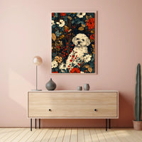 Floral Canine Portrait Wall Art Print