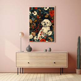 Floral Canine Portrait Wall Art Print