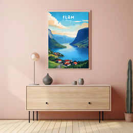 Flåm Norway Scenic View Travel Poster