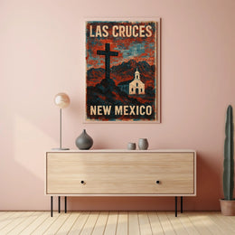 Las Cruces Skyline Minimalist Digital Painting Decor Poster