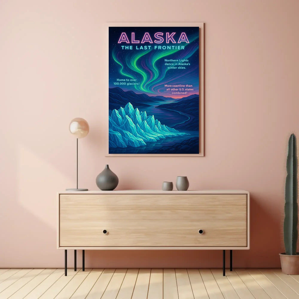 Alaskan Neon Wilderness Poster Museum Quality Wall Art