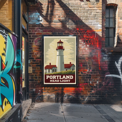 Portland Head Light - Maine Vintage Travel Poster
