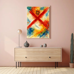 Abstract Watercolor With Crown And Cross Poster