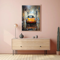 Yellow Sports Car Industrial Garage