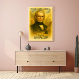 James K. Polk 11th President of the United States Vintage Watercolor Poster