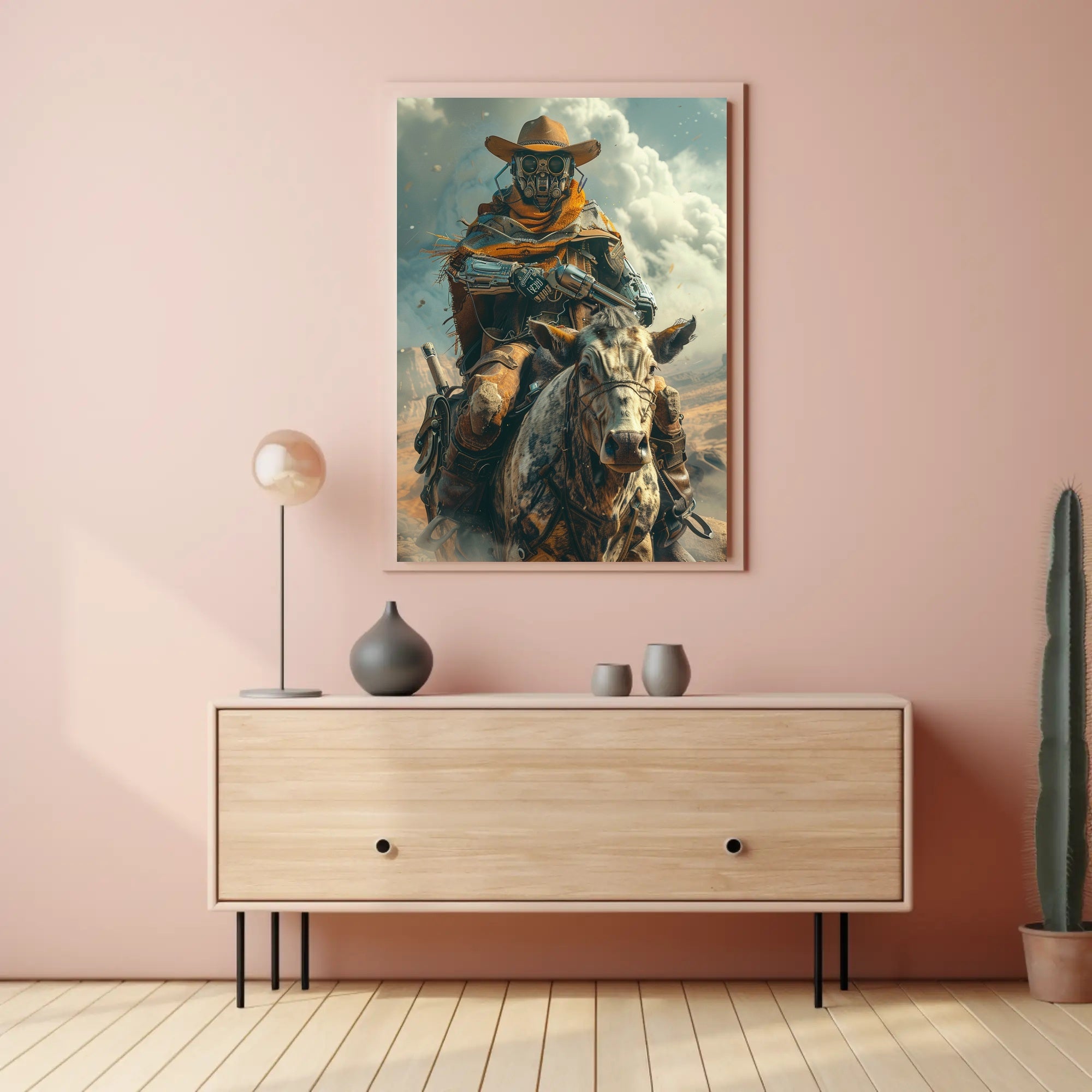 Sci-Fi Western Adventure Poster: Futuristic Cowboy Art PosterGoat