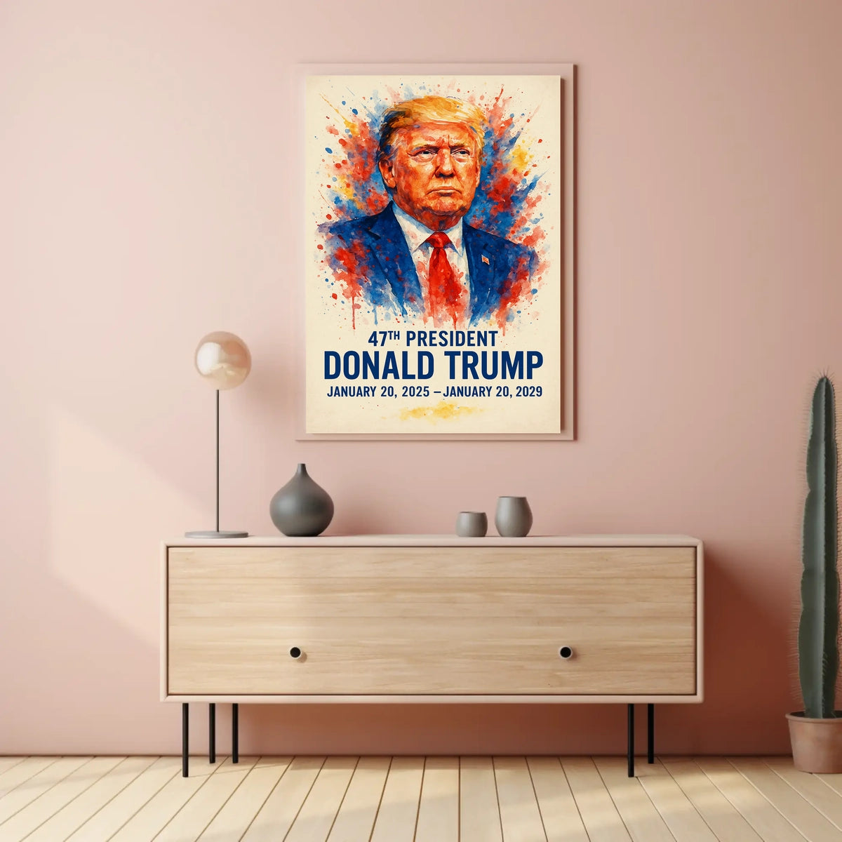 Donald Trump Watercolor Portrait Patriotic Poster