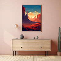 Desert Sunset Journey Poster PosterGoat