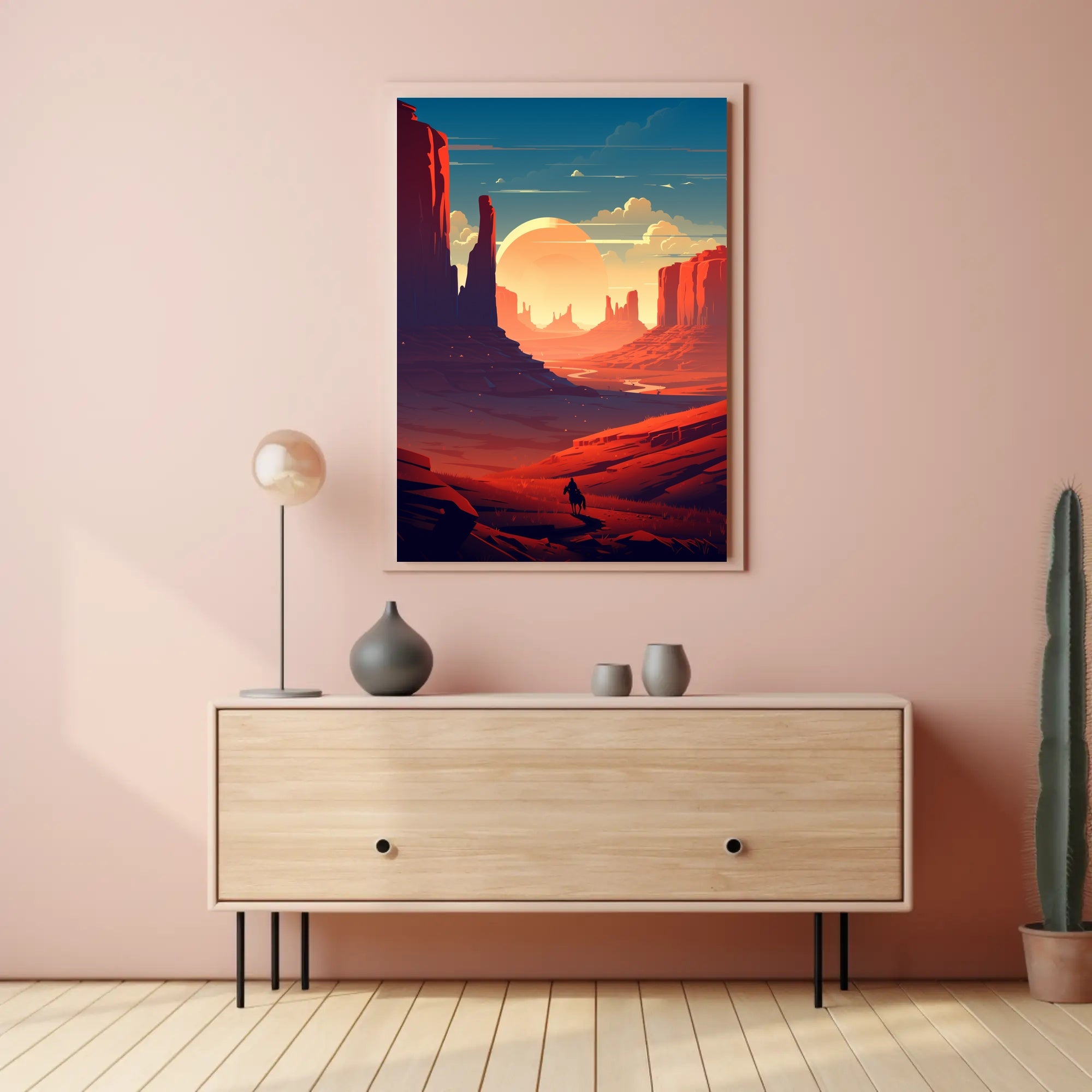 Desert Sunset Journey Poster PosterGoat