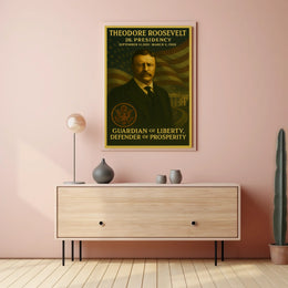 Theodore Roosevelt American Flag Artistic Historical Presidential Poster