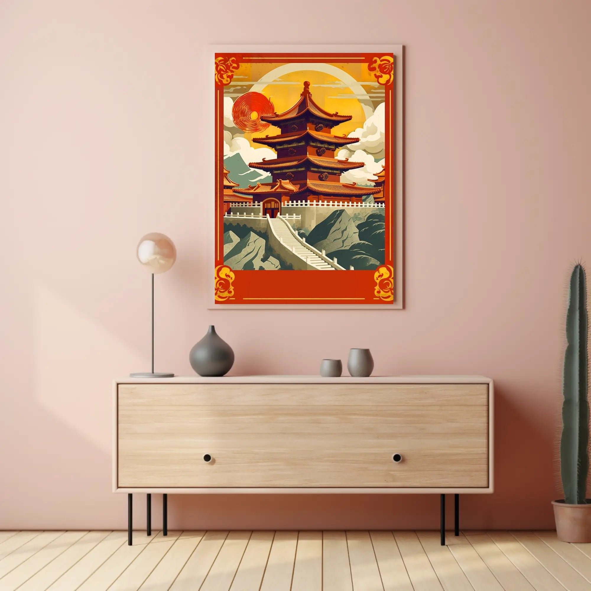 Tranquil Pagoda at Sunset Poster