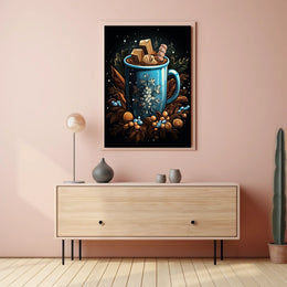 Cozy Holiday Mug: Whimsical Abstract or Artistic Poster