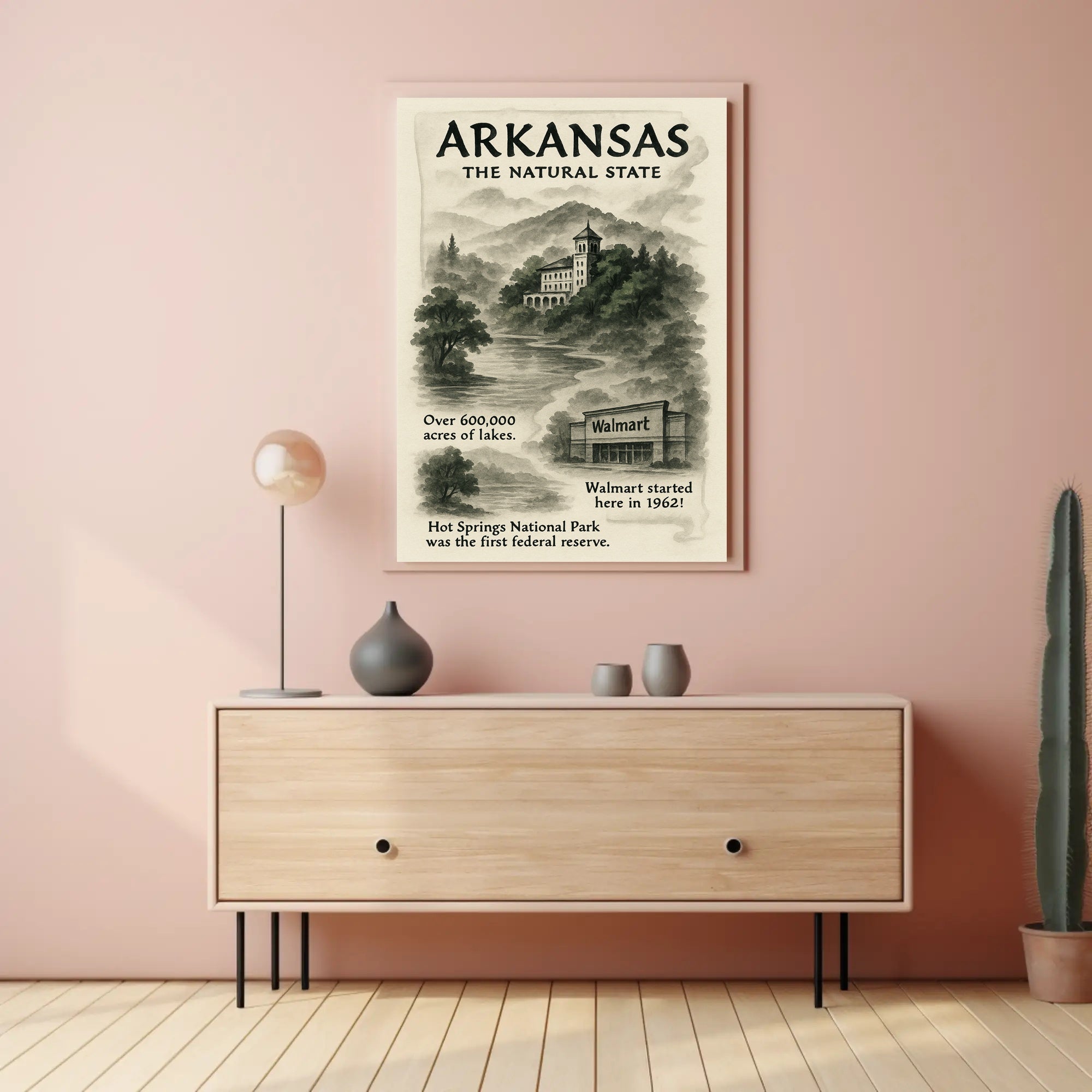 Arkansas The Natural State Vintage Travel Poster