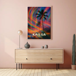 Tropical Kailua Palm Tree Abstract Art Poster
