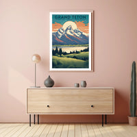 Grand Teton Vintage Travel Poster Print Wall Art