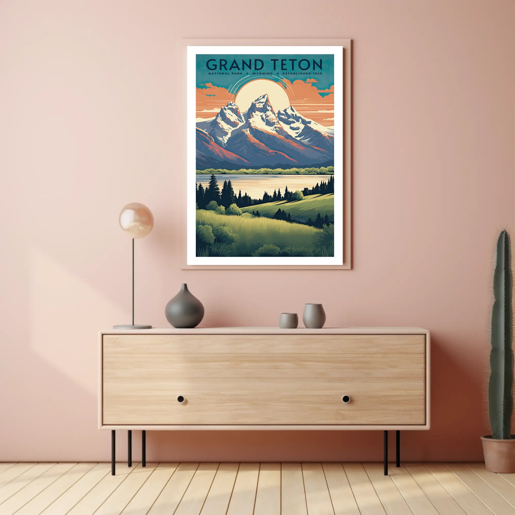 Grand Teton Vintage Travel Poster Print Wall Art