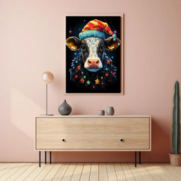 Whimsical Cow Christmas Poster: Festive Holiday Decor