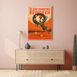 Slam Dunking Reindeer Poster