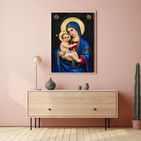Iconic Mother Mary Holding Jesus Poster