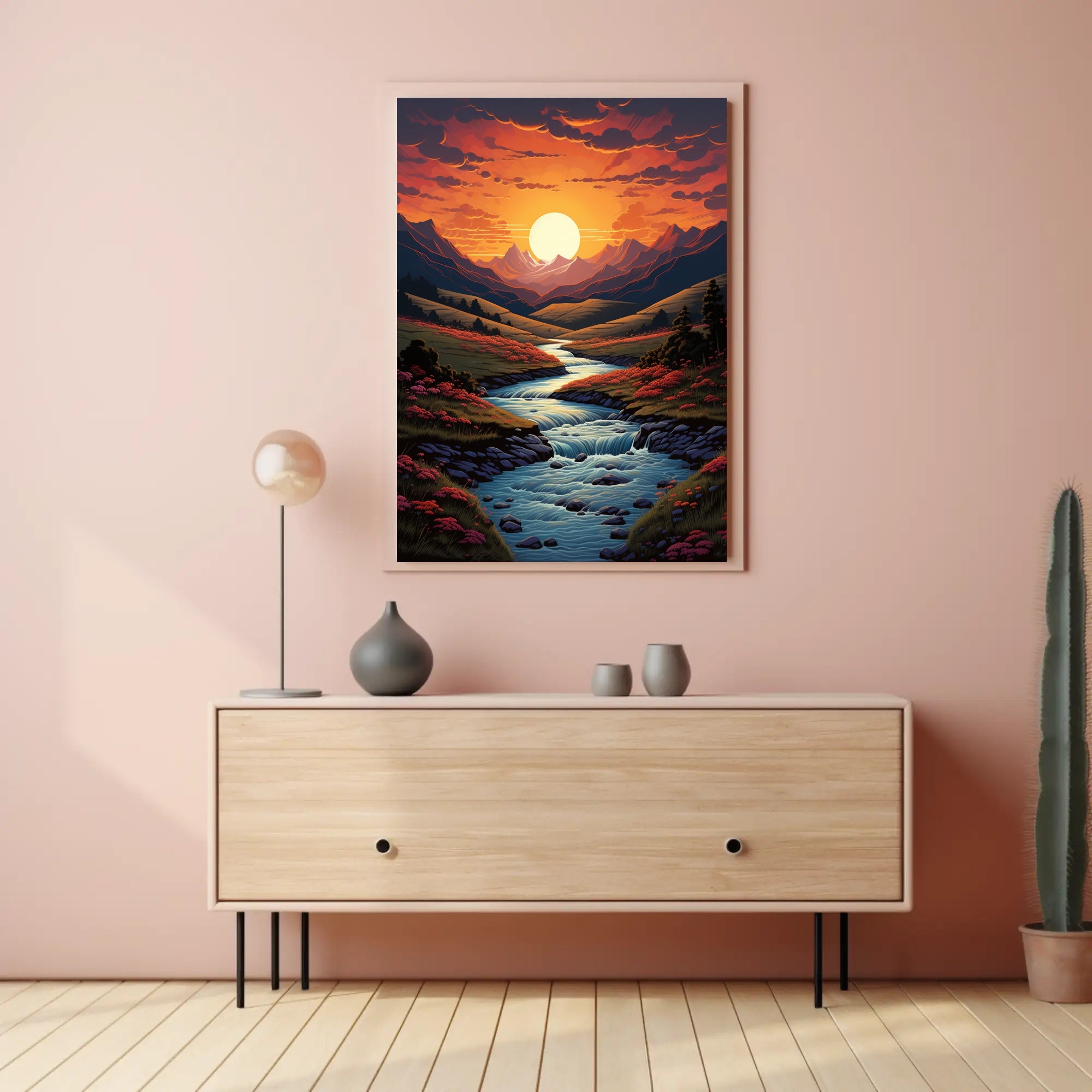 Sunset Over Serene Valley Poster